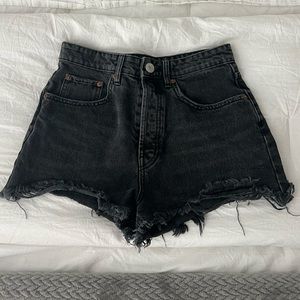 Zara high rise black jean shorts